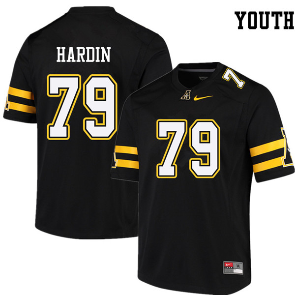Youth #79 Will Hardin Appalachian State Mountaineers College Football Jerseys Sale-Black - Click Image to Close